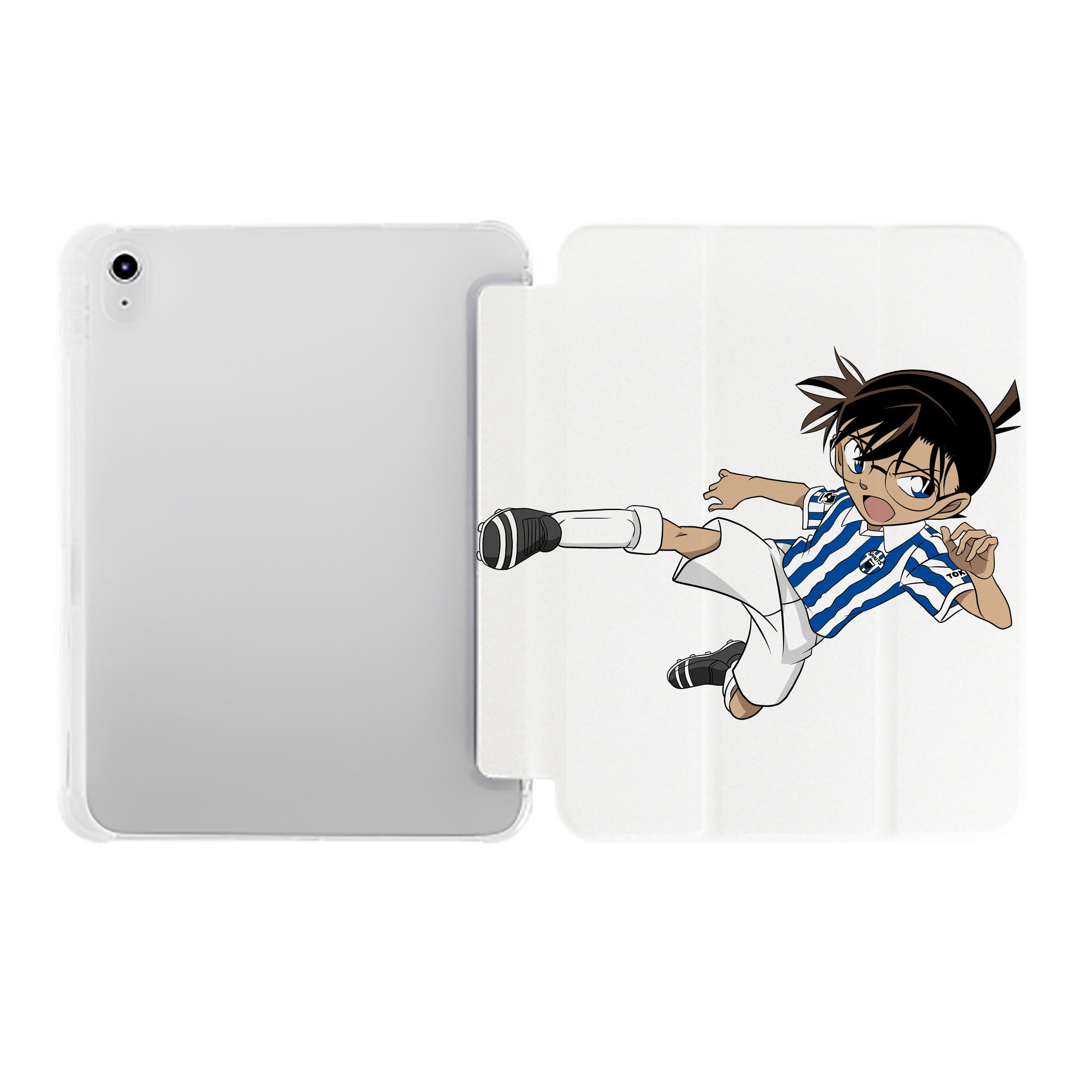 （画像用） 名探偵コナン 江戸川 コナン Detective Conan Conan Edogawa IPad ケース ペン収納付き 三つ折りスタンド PUレザー×シリコン 対応機種9.5/10.5/10.9インチ